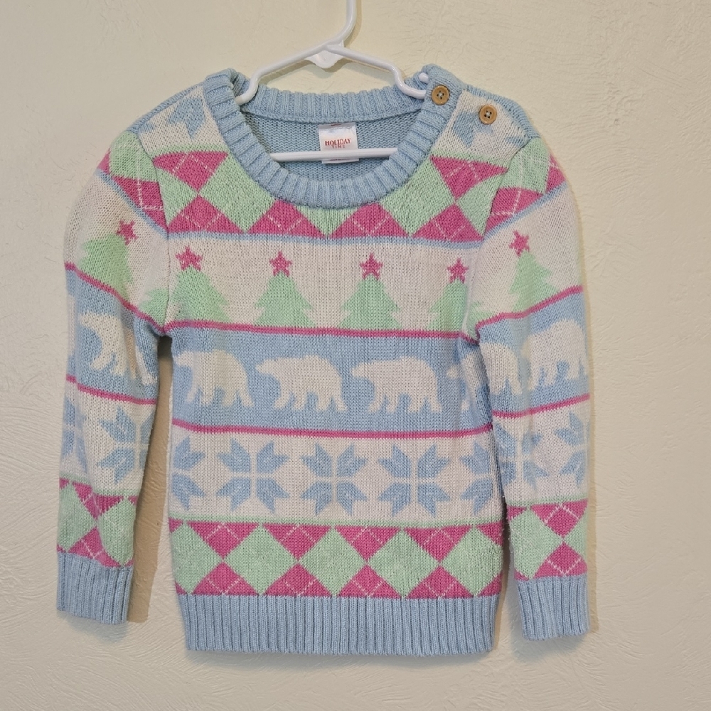 Wonder Nation Festive Sweater - Blue, Pink, Green